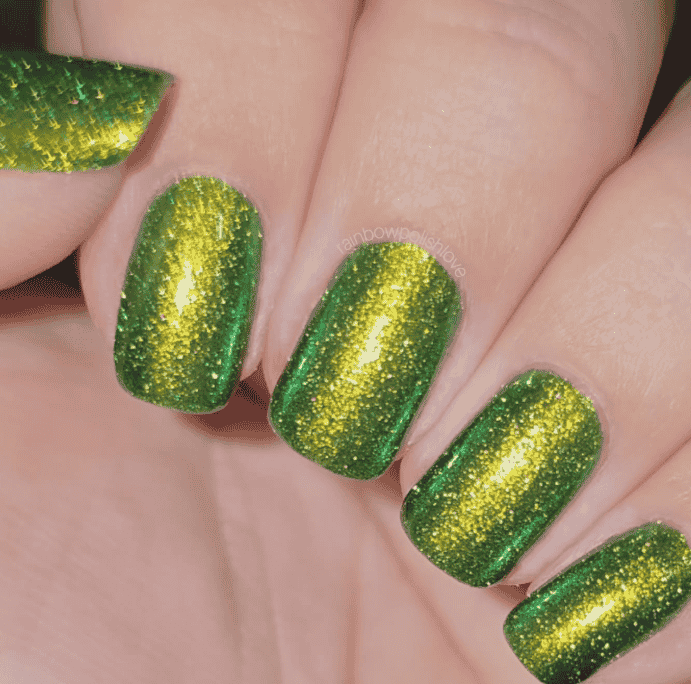 Flossy Dark Lime Green Nail Art