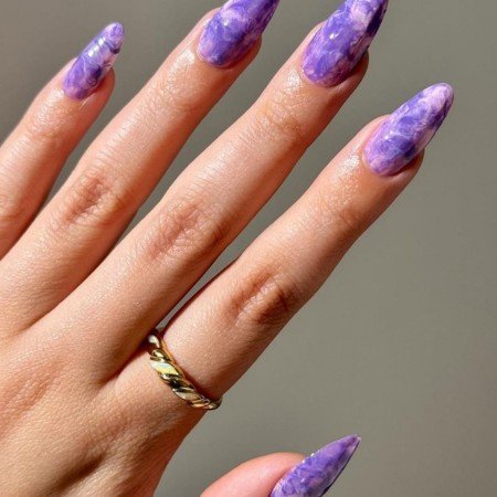 15+ Stunning Purple Nail Designs You’ll Want to Try Right Now 5 Lavender Marble Nails