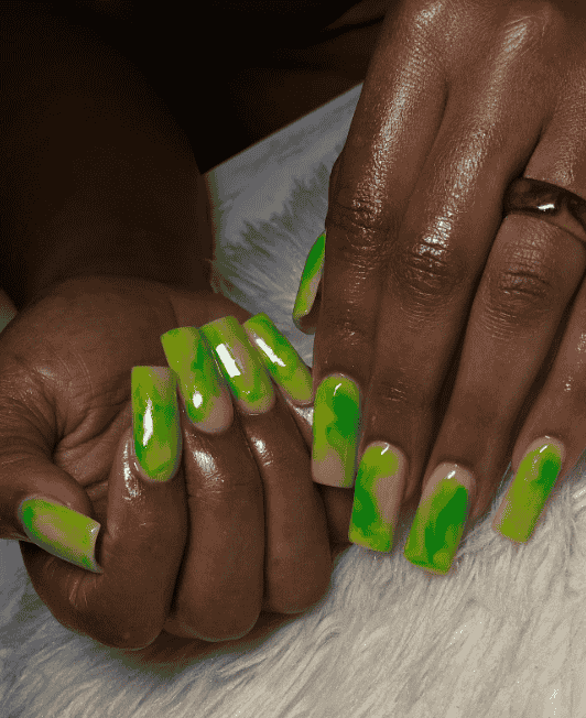 Light and Dark Green Faded Nail Art