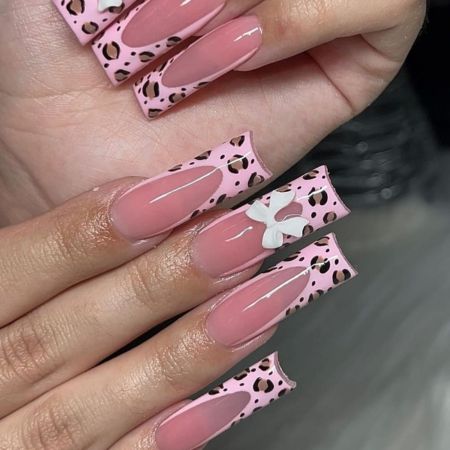 Pink Animal Print Nails