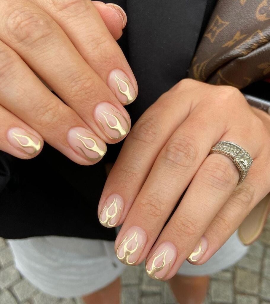 20+ Trendy Golden Nail Art Designs You’ll Love 10 Golden Flames