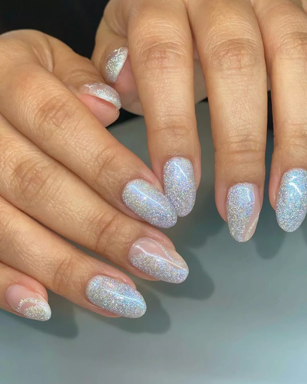 55+ Winter Nail Design Ideas 2025 8 Glitter Swirls Winter Nails