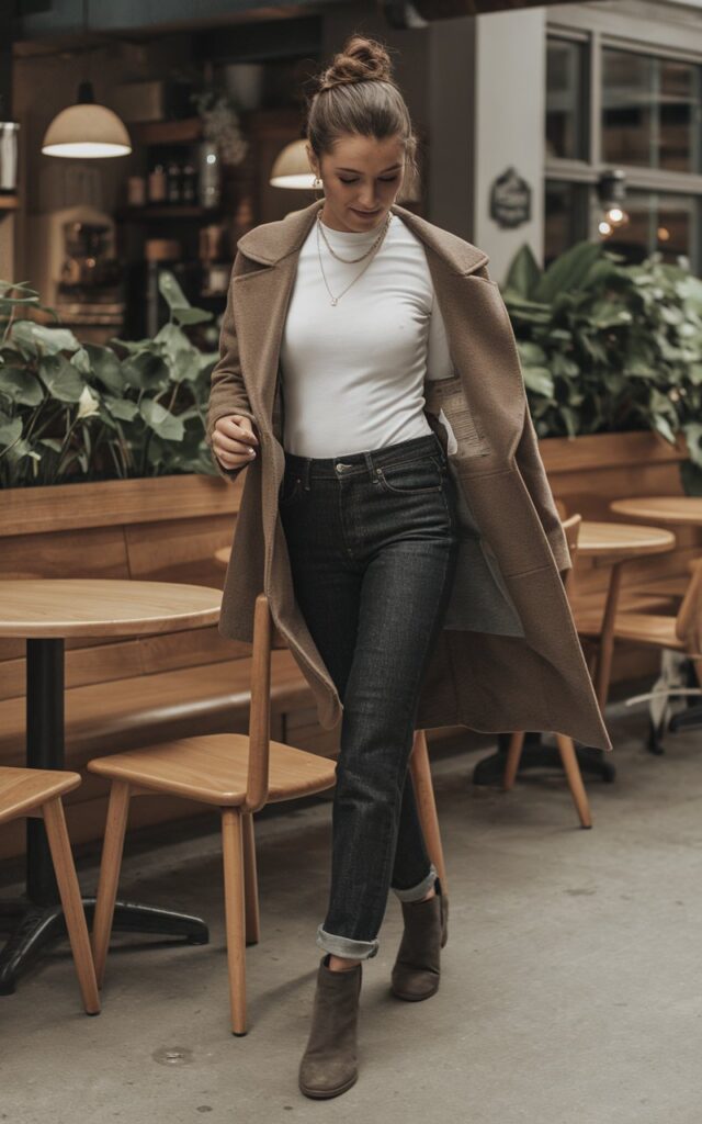 15 First Coffee Date Outfits That Guarantee a Second Date 1 Classic Jeans and White Tee
