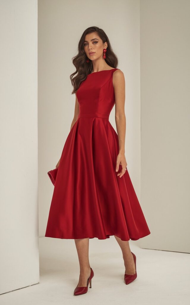 Classic Red Midi Dress