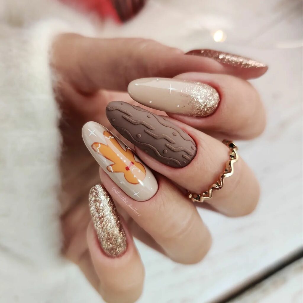 Chocolate Latte Gingerbread Nails