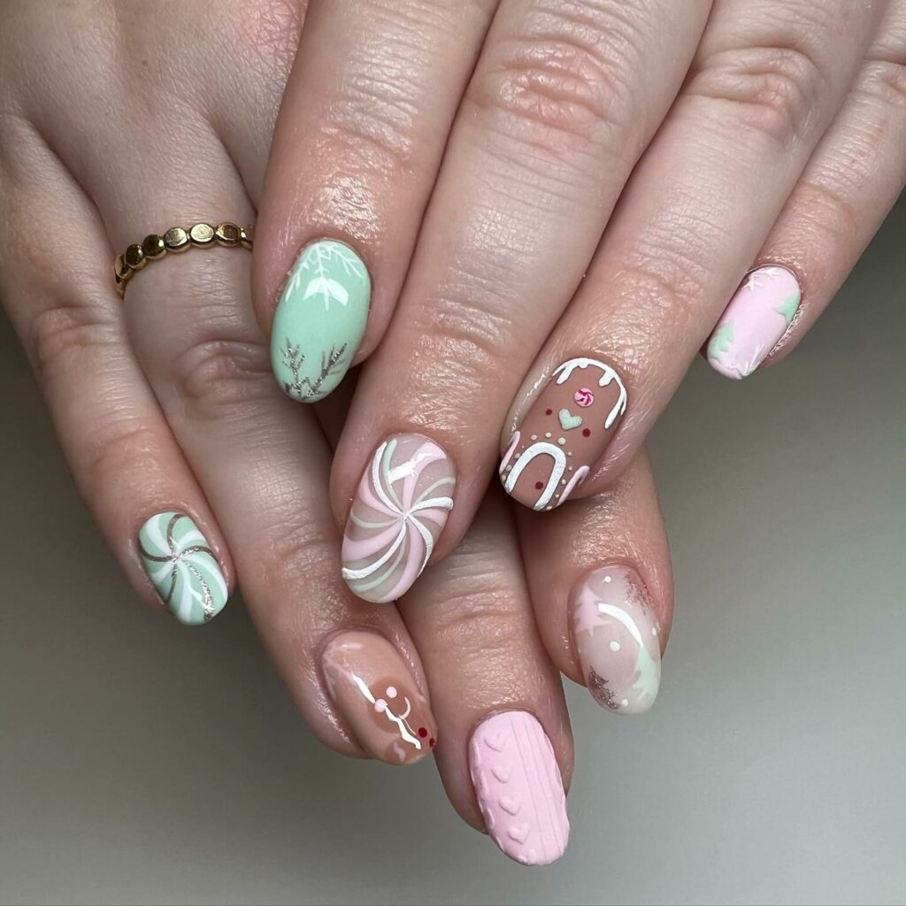 Chocolate Mint Gingerbread Nails