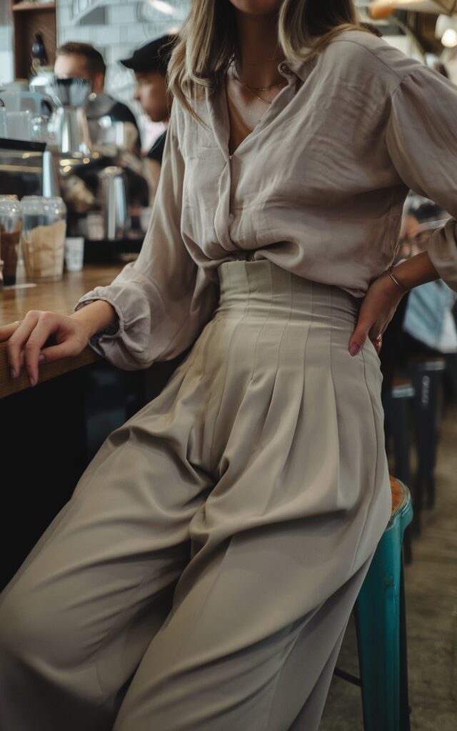 15 First Coffee Date Outfits That Guarantee a Second Date 15 High Waisted Pants and Blouse