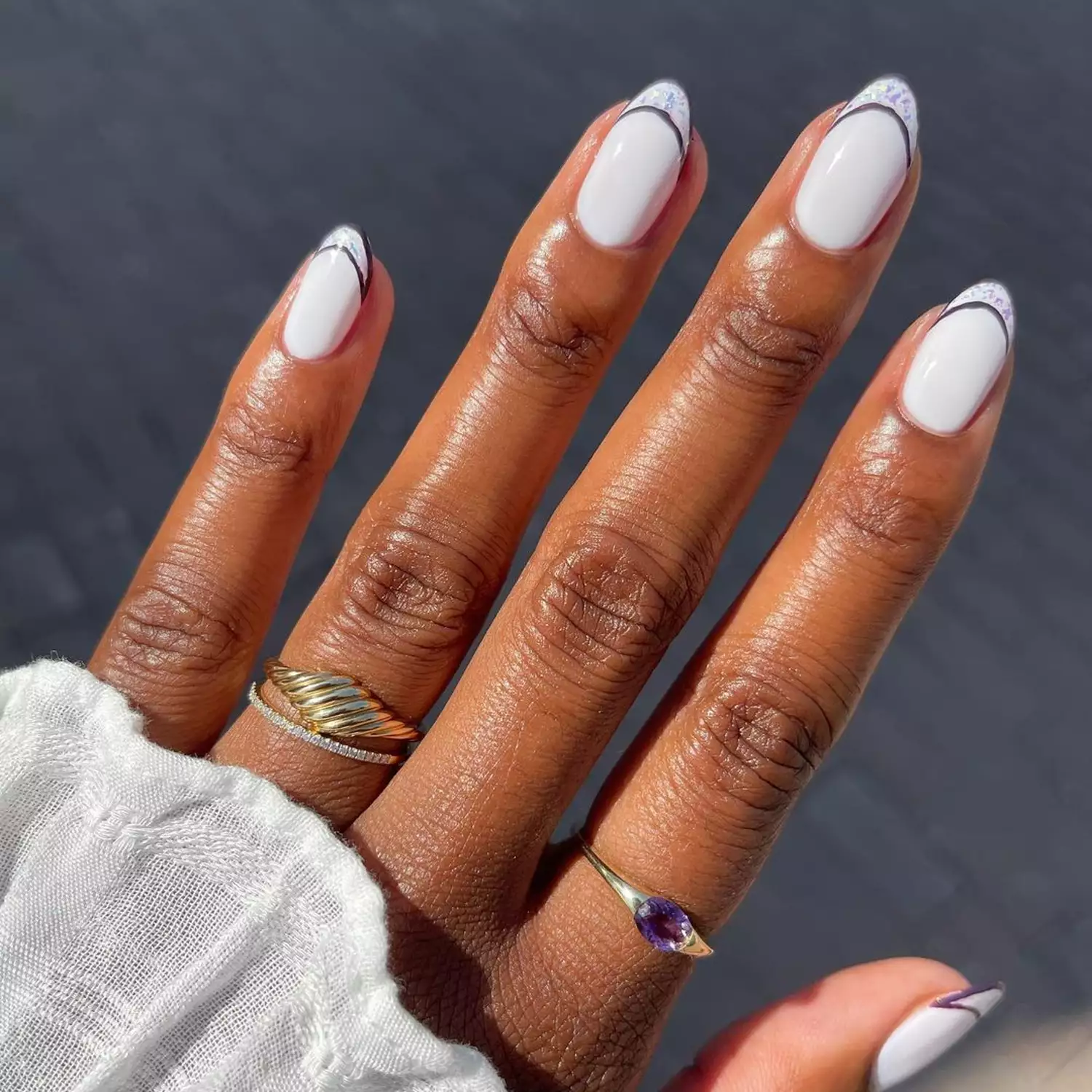 All-White French Tips - InStyle Simple White Nail Designs