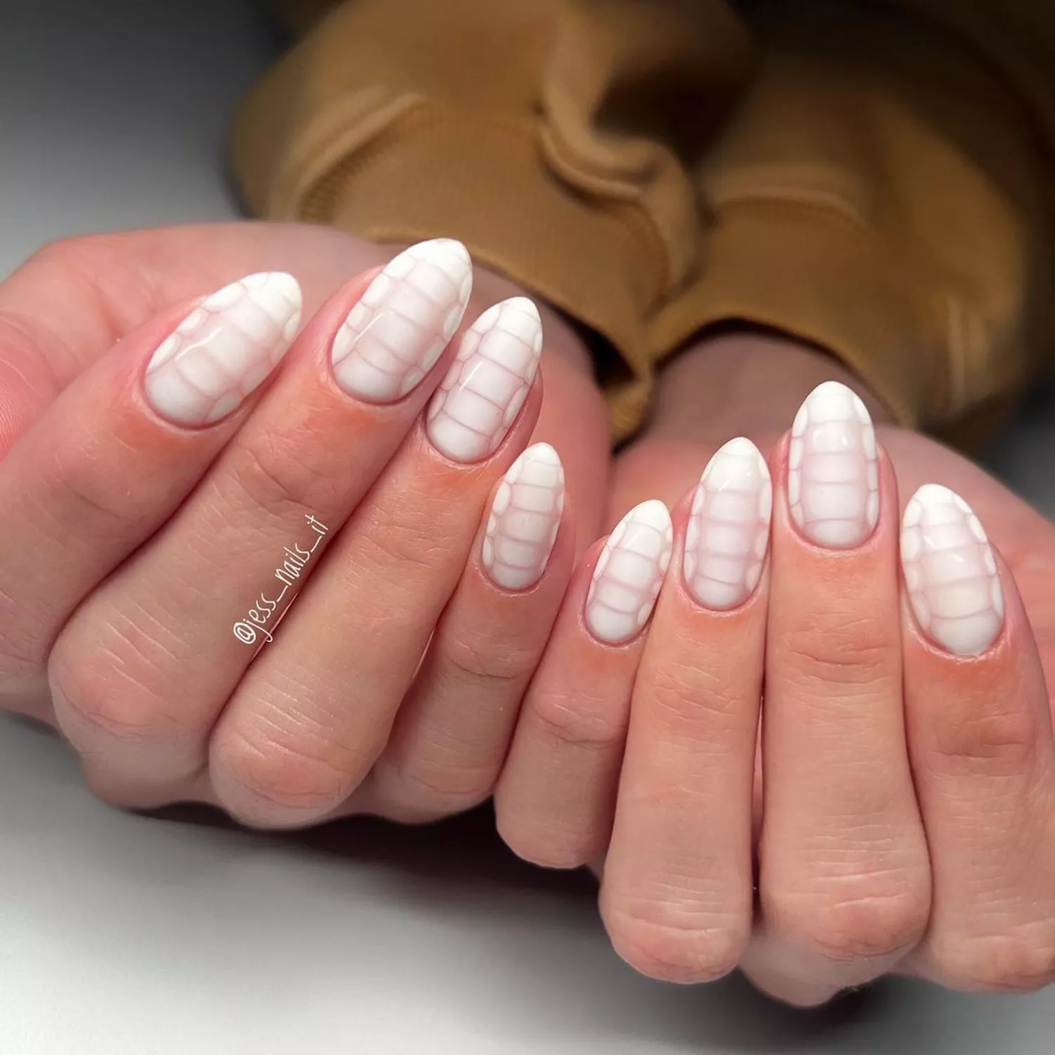 White Croc Nails - InStyle Simple White Nail Designs