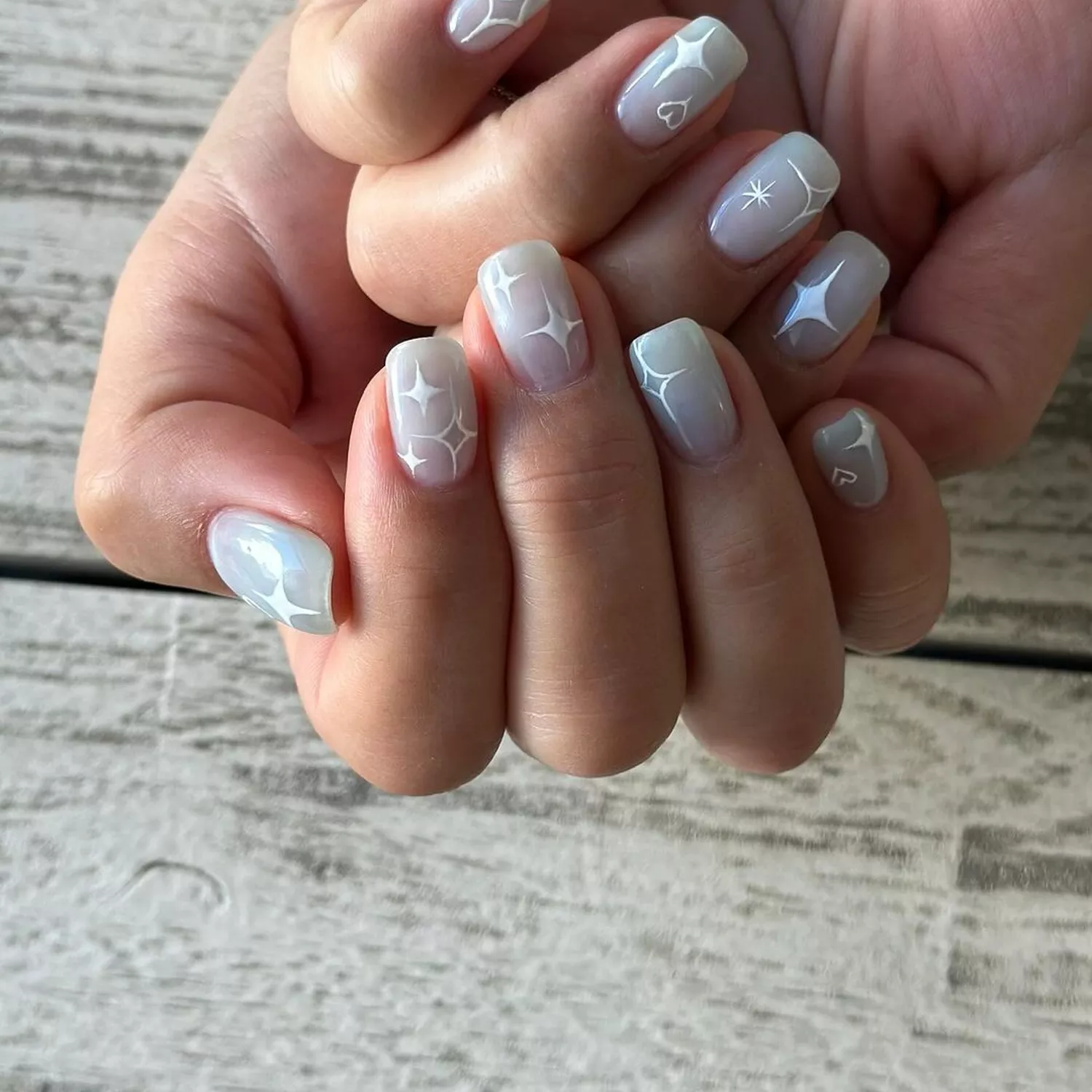 Milky White Star Nails - InStyle Simple White Nail Designs