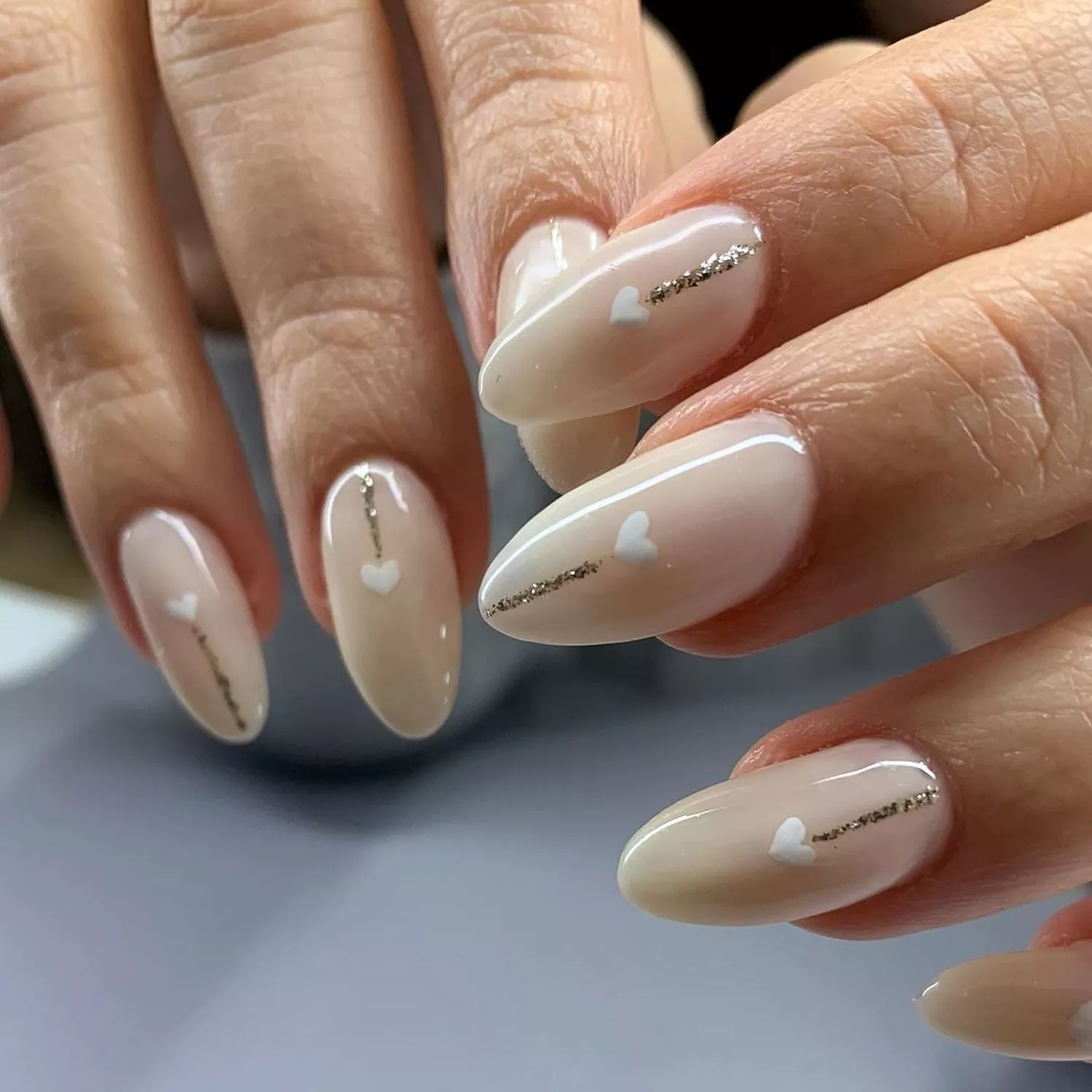 Minimalist White Heart Nails - InStyle Simple White Nail Designs