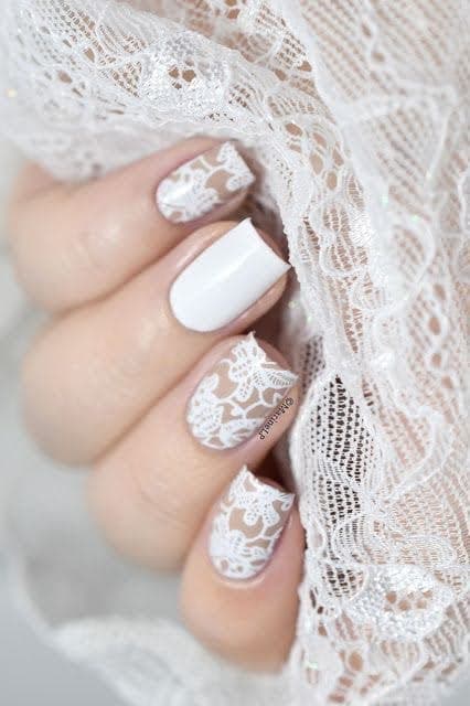 Lace Nail Art for Square Nails