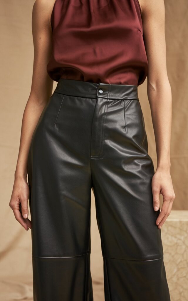 Leather Pants and Silk Top