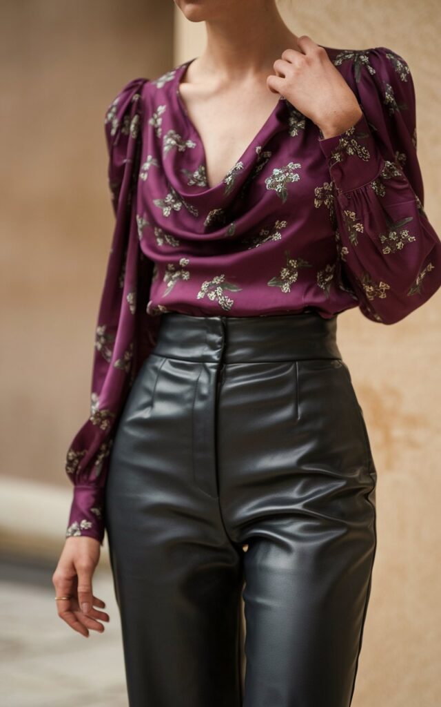 Leather Pants and Silk Top1