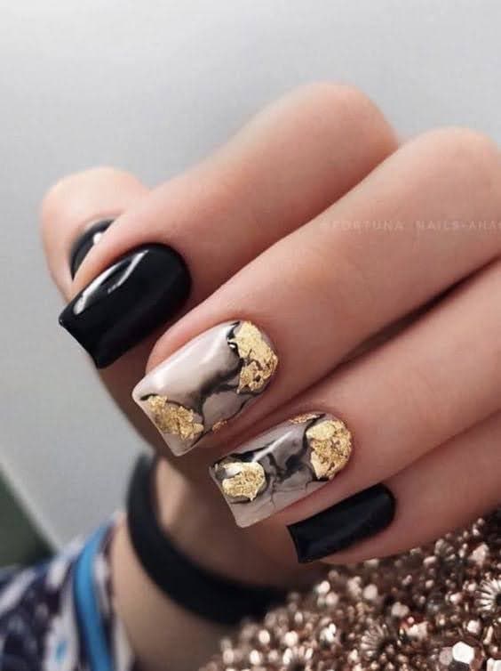 Marble magic nail art for square nails