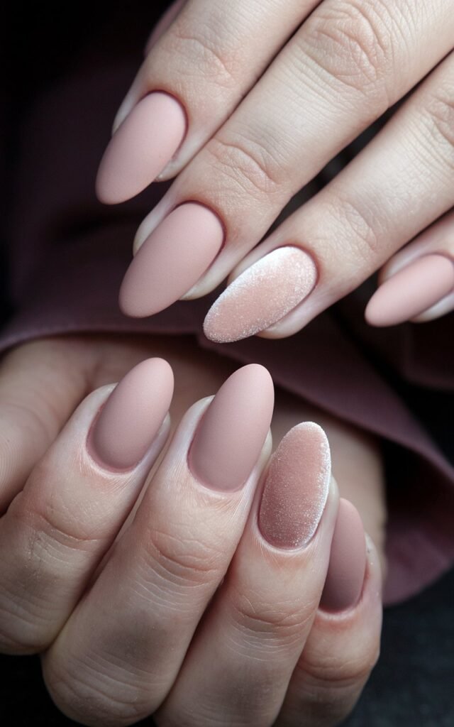 10 Chic Almond Nail Designs to Start Your January 2025 in Style 7 Matte Velvet Finish