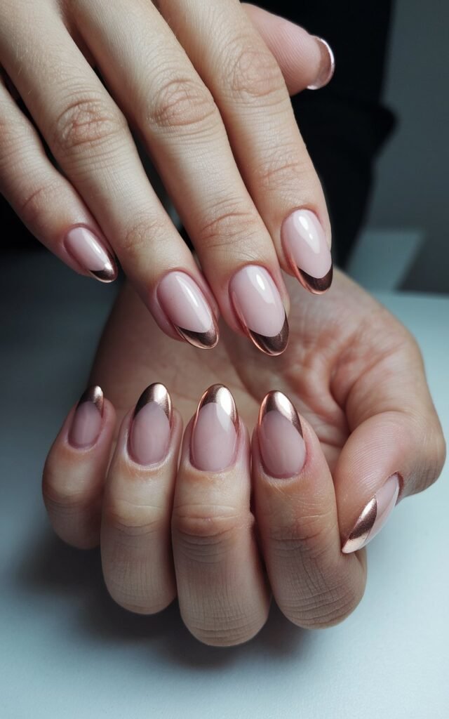 10 Chic Almond Nail Designs to Start Your January 2025 in Style 2 Metallic French Manicure