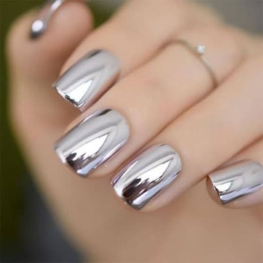 Metallic nail art for square nails