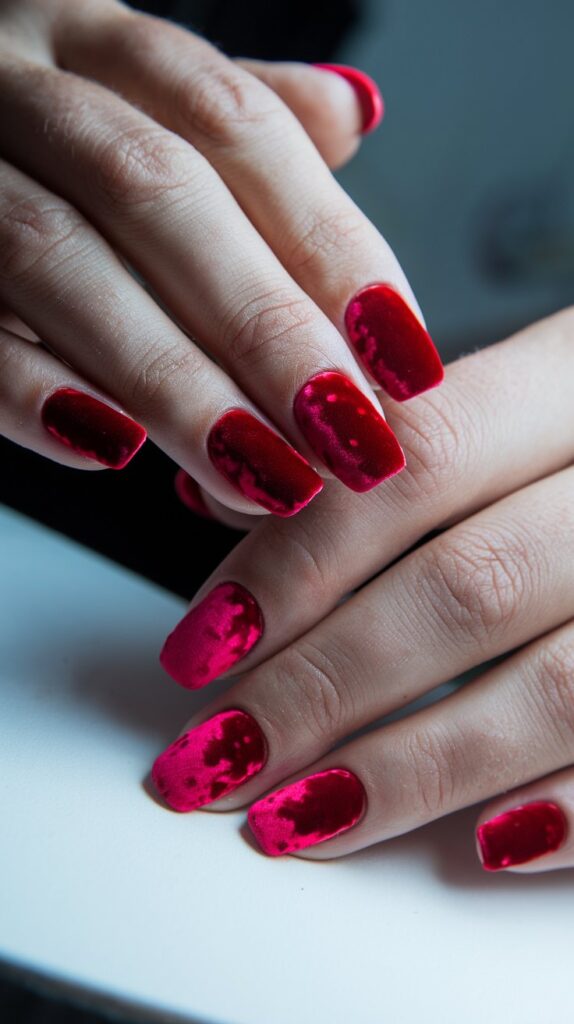 Red Velvet Texture Nails