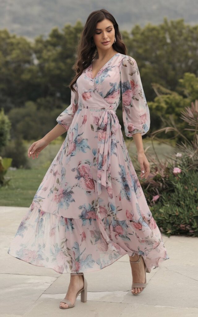 Romantic Floral Wrap Dress