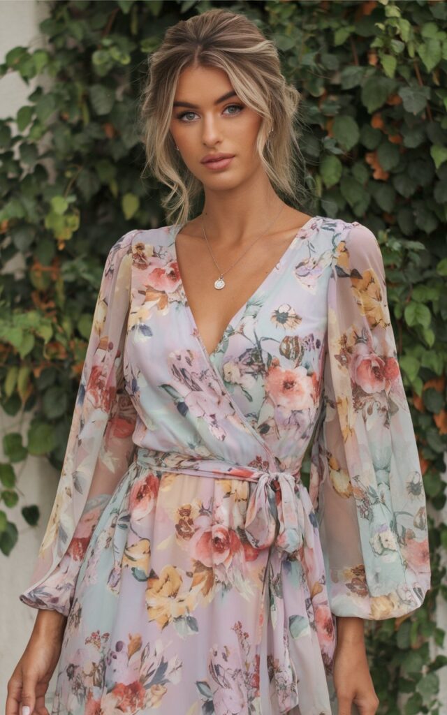 Romantic Floral Wrap Dress1