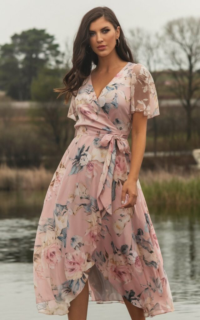 Romantic Floral Wrap Dress2