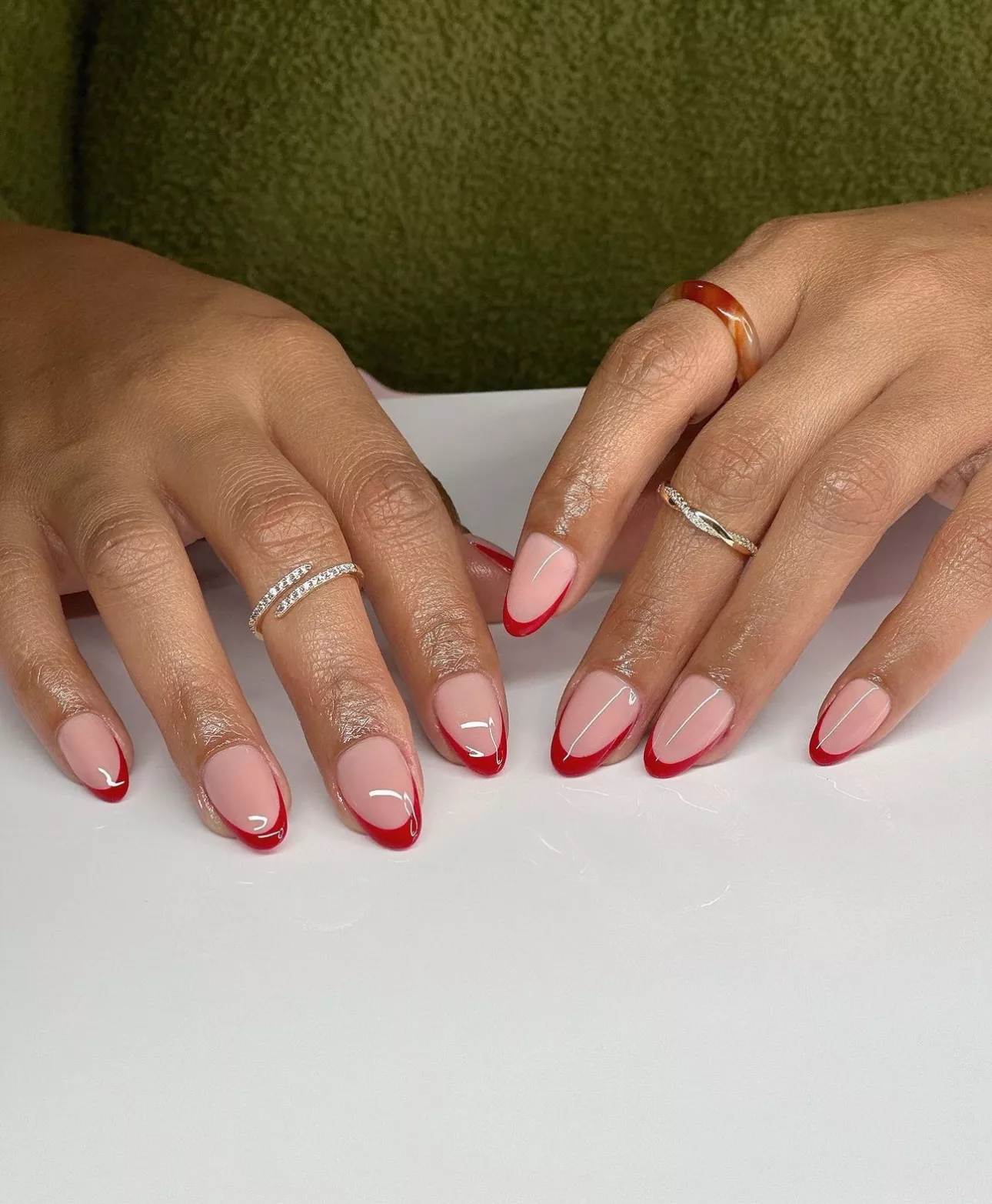 Sleek Red Tip Elegant Christmas Nail Designs