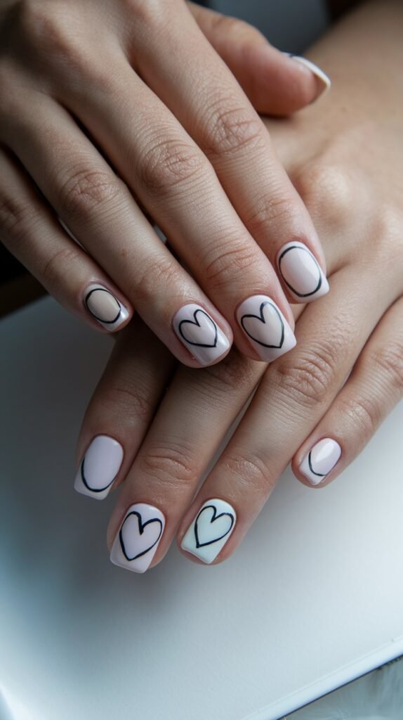15 Simple Valentine’s Nail Designs for a Minimalist Look 14 a close up shot of hands with modern heart outline DORvNDSYSbeJv6ionYs94A xDnh HiHTIy8orJTpTO 3g