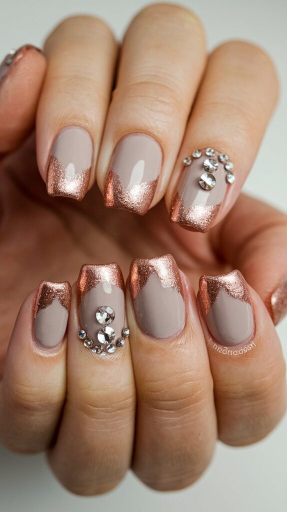 a nail art design with a rose gold shimmer accent WI7DST9kTcKvZwYrdEoFgA I9b6vMneQImDrLOcc4 qXA