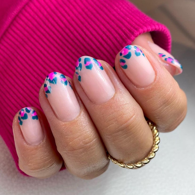 colorful leopard nails