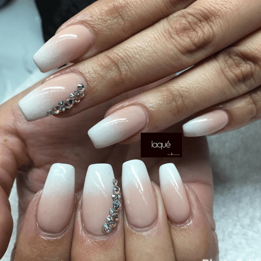 Pink ombre square nails