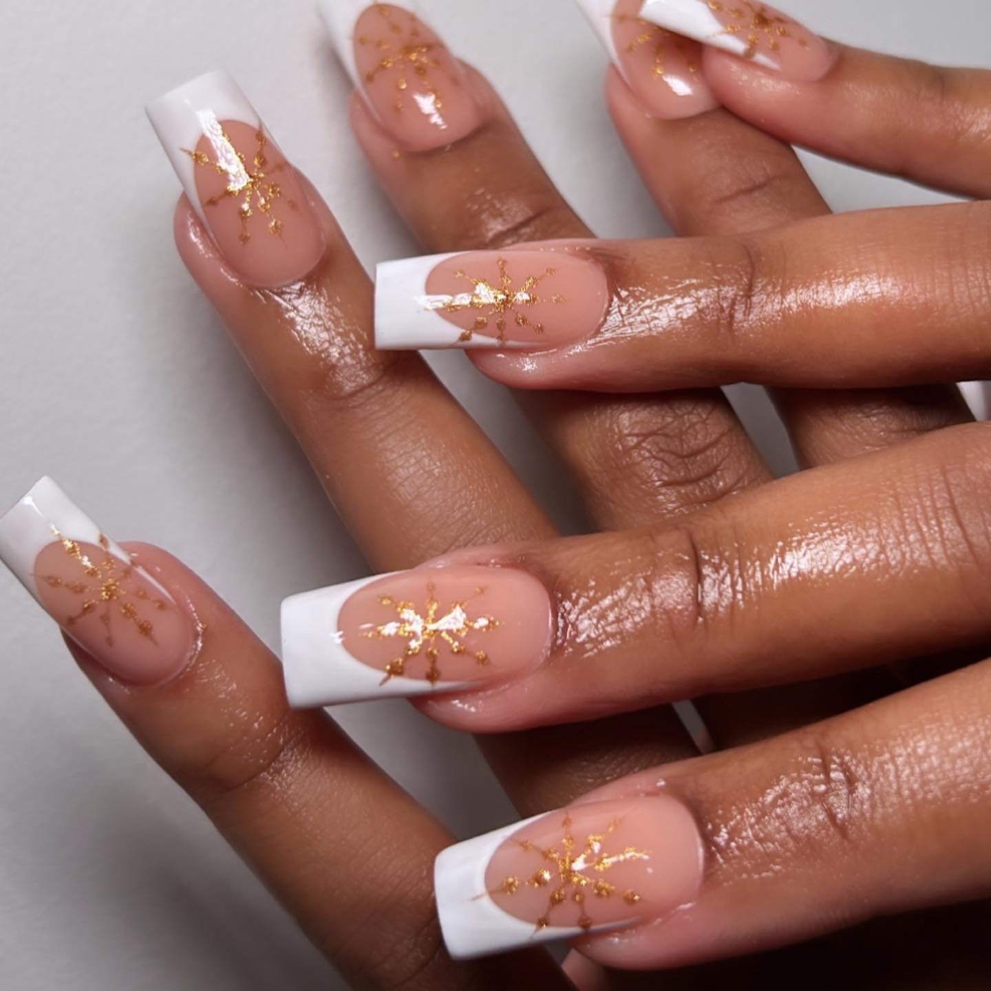 Snowflake French winter nail art
