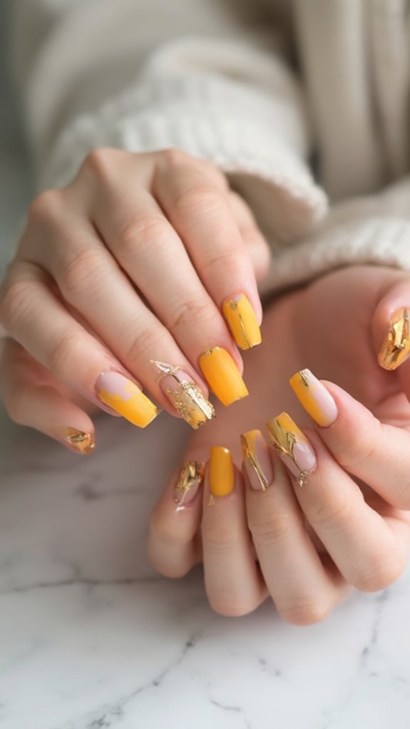 stylish geometric yellow nails