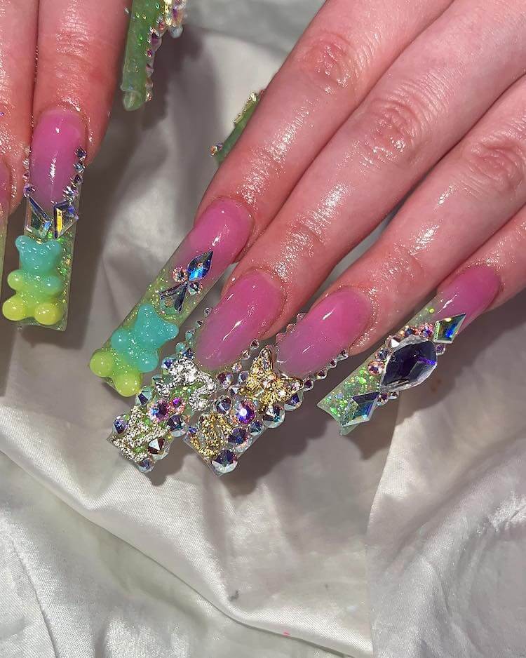 Long Nails with Rhinestones